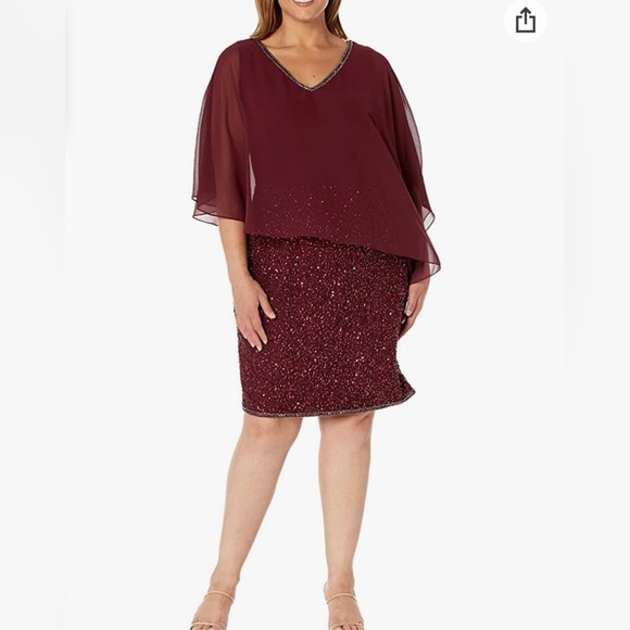 J Kara Dress women burgundy knee sequence NWT size#16 - Picture 1 of 13